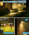 Outdoor Solar Spot Lights 10 Pack With 76 LEDs, IP65 Waterproof Landscape Pathway Garden Lights, 3 Modes, wall and ground installation