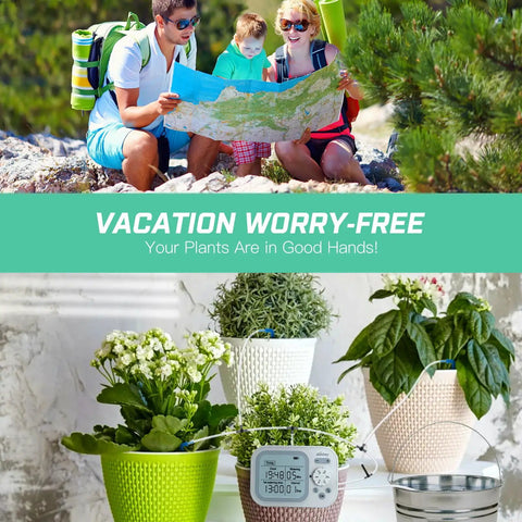 Hands Free Indoor Plant Waterer System For Fifteen Potted Plants Auto Drip Irrigation Kit With Programmable Timer and Humidity