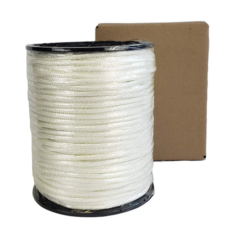 Three Sixteenth Inch Solid Braid Nylon Rope Five Hundred Foot Spool Dyeable Industrial Cord for indoor and outdoor use