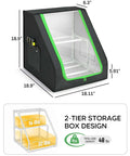 Heavy Duty 3D Printer Filament Storage Box With 21 Spool Capacity and 2-Tier Filament Rack Organizer showing trapezoid frame and pockets