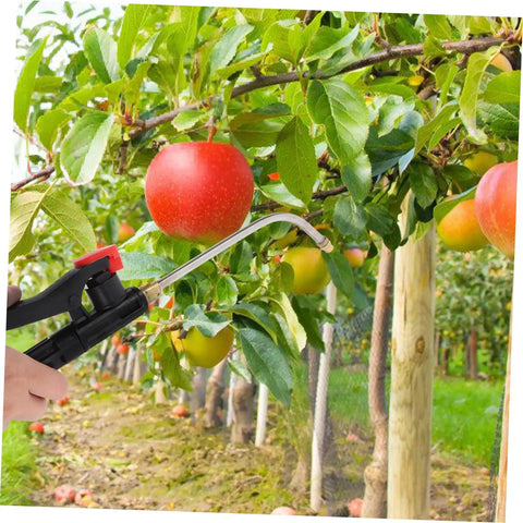 Extended Curved Sprayer Wand For Garden And Farm Use With Tough Stainless Steel Handle Compatible With Backpack Sprayers Delivers Precise Coverage For Crops And Plants in action spraying apple trees