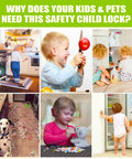 Collage showing kids creating mess and mischief, highlighting the need for Six Pack Adjustable U Shaped Child Safety Cabinet Locks For Closets Knobs And Cabinets Baby Proof Cabinet Latches To Keep Curious Kids Safe And Your Home Peaceful.