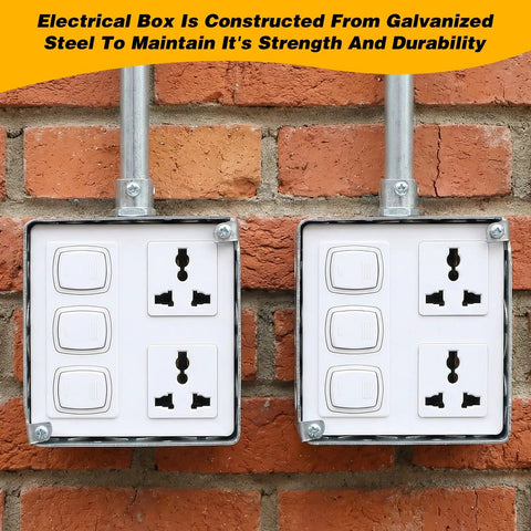8 Pack 4x4 Inch Electrical Junction Boxes With Covers, Heavy Duty Galvanized Steel Square Outlet Boxes, And Double Duplex Receptacle Plates