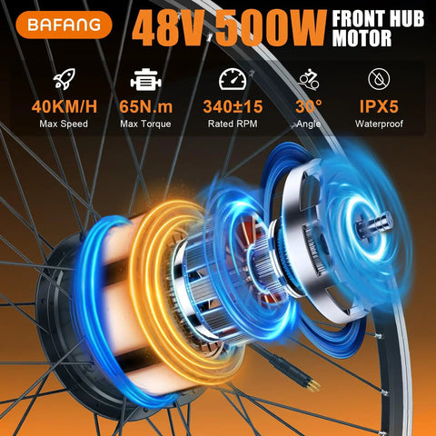Boost Your Ebike With 48V 500W Front Hub Motor Conversion Kit, TFT Display And 48V Battery For 20, 26 Or 700C Wheels, Built For Mountain, Commuter And City Cruising