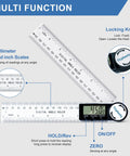 Heavy Duty Digital Angle Finder Protractor Tool With Sleek Seven Inch Body showing digital display and measurement scales.