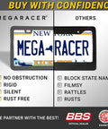 Fresh Black Carbon Fiber License Plate Frames Two Pack Slim Heavy Duty Auto Accessories displaying features and comparisons.