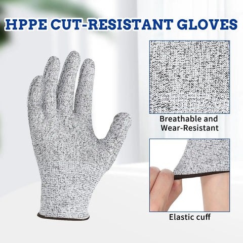 Level 5 Cut Resistant Gloves For Chefs And Butchers With Food Grade Puncture Resistant Safety Tough As Nails Grip, Size Large, material close-up.
