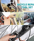 All In One Bike Repair Kit With Carry Bag For Road And Mountain Bikes 16 In 1 Multi Tool Mini Pump Patches Sealant Tire Levers Scuffer Grab