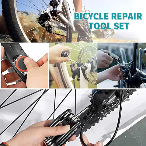 All In One Bike Repair Kit With Carry Bag For Road And Mountain Bikes 16 In 1 Multi Tool Mini Pump Patches Sealant Tire Levers Scuffer Grab