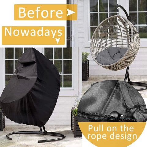 Patio Egg Chair Cover With Zipper No Fuss All Season 420D Oxford PU Coated Outdoor Swing Protector covering black egg chair