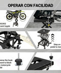 Diagram showing Foot Powered Hydraulic Motorcycle Lift Jack With 350 Lbs Capacity No Sweat Easy Lift Wide Deck And Locking Wheels Red