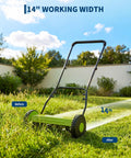 14 Inch Push Reel Lawn Mower With 5 Blade Reel For A Clean Scissor Like Cut Adjustable Cutting Height And Compact Walk Behind Mower Perfect For Small Yards And Easy Quiet Yard Work Great For Small Yards Easy To Push With No Gas And Quiet Operation. 14" working width in lawn