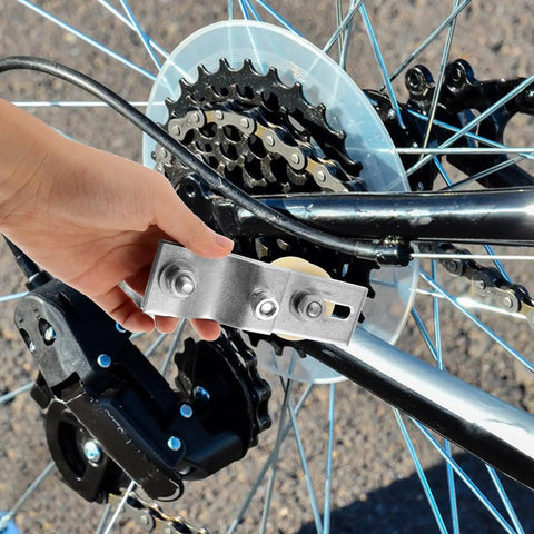 Heavy Duty Motorcycle Chain Tensioner Tool With Pulley Roller For Motorized Bike Engine Kits, Pocket Dirt Bikes, Minibikes And Atvs Ensure Smooth Ride With Bearings installed on bike rear chain