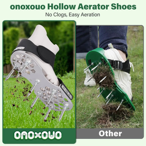 Heavy Duty Lawn Aerator Shoes With Thick Metal Base And Longer Steel Spikes Adjustable Straps Fully Assembled for efficient aeration