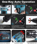 Top Notch 26V Cordless Rivet Nut Gun Kit With M3-M12 Heads, Two 5200mAh Batteries, Fast Charger, And Tough Case For Serious Home Projects And Auto Work, memory mode display