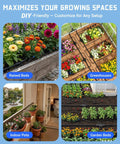 Four images showing the 237 Feet Quick Connect Drip Irrigation Kit With 40 Adjustable Nozzles in various garden settings.