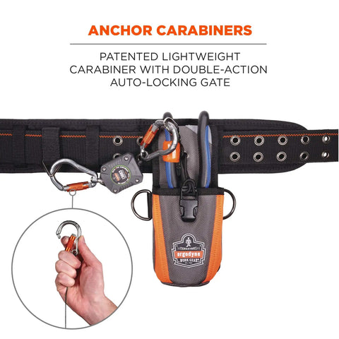 Retractable Tool Lanyard With Two Locking Carabiners And Swivel ANSI ISEA 121 2018 Certified To 2 Lb Capacity belt attachment