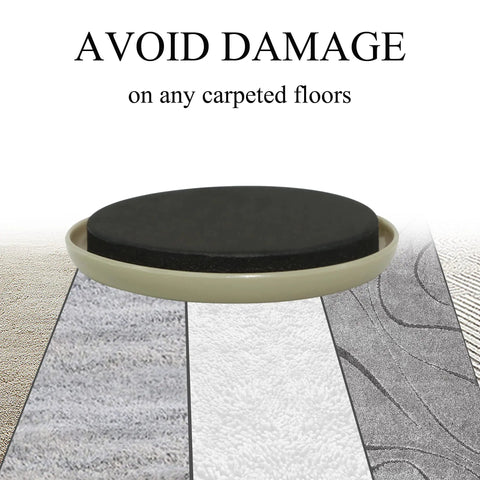 Heavy Duty Round Furniture Sliders 8 Pack, 3.5 Inch Reusable Moving Sliders For Carpet, Easy Glide For Couches Beds And Armoires shown