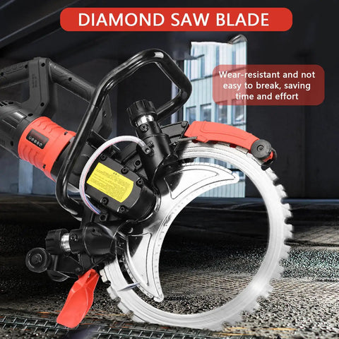 Heavy Duty 12000W Concrete Ring Saw With Water Fed Dust Suppression For Brick, Granite And Rebar diamond saw blade close-up.