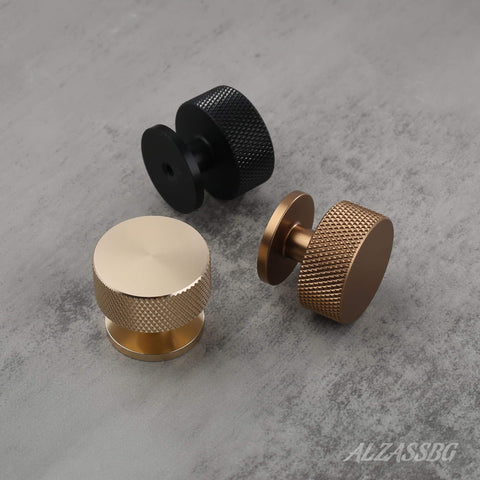 Matte Black Cabinet Knobs 15 Pack 1.2 Inch Knurled Round Kitchen Knobs For Cabinets And Drawers AL6023MB