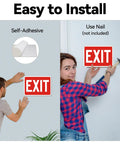 5 Pack Exit Signs For Doors And Walls, High Visibility Red Safety Stickers, Premium Self Adhesive Vinyl, Easy To Install, Durable Wall Or Door Mount, Ideal For Office Buildings, Schools, Retail Stores, And Commercial Spaces on wall