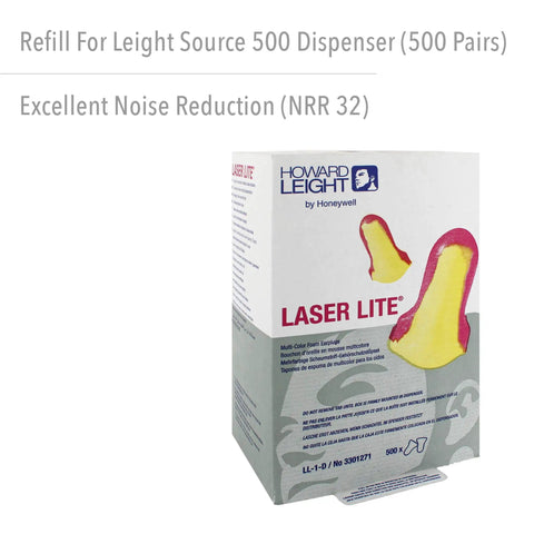 Hi-Vis Foam Earplug Refills For Leight Source 500 Dispenser, 500 Pairs, Magenta And Yellow, NRR 32, box packaging image
