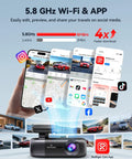 F9 Dual Dash Cam 4K Front And Rear 1080P With WiFi GPS App Control showing app connectivity and social media integration
