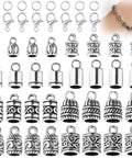 All In One Tibetan Style Cord End Caps Kit 112 Pcs With Silver End Caps Lobster Claps Jump Rings for Bracelet Making