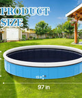 Extra Large Foldable Dog Pool 97-Inch Portable Hard Plastic Bath Tub For Dogs, Kids, And Pets in a backyard setting