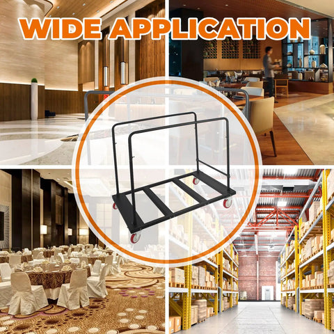 Heavy Duty Folding Table Cart With 5 Inch Swivel Locking Wheels Portable Black Table Rack For 60 Inch Round Tables Ideal For Garage Home Warehouse Parties And Event Venues