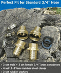 Grab This Ultimate 3/4 In Garden Hose End Repair Kit With Male And Female Fittings To Fix Leaks Fast And Save Cash On Expensive Replacements For Your Water Hose Ends. 3/4 inch brass hose connector kit with clamps and washers