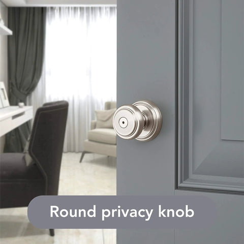 Interior Privacy Door Knob Lock For Bedroom Or Bathroom With Microban Protection Keyless Inside Lock Satin Nickel Finish on door