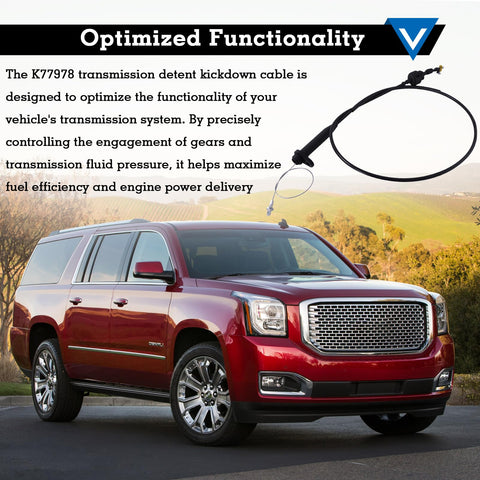 Detent Kickdown Transmission Cable For 1978 To 1992 700R4 2004R And 4L60 Transmissions Replacement TV Detent Cable No Fuss Easy Install Durable Steel Core Replaces Common OE Part Numbers, black cable with SUV install