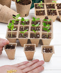 Hand planting seeds in 10 Pack 120 Cell Biodegradable Seed Starter Trays For Germination Peat Pots For Seedlings Healthy Gardener