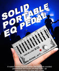 10-Band Equalizer Pedal For Guitar And Bass With Low-Noise And True Bypass showcased in hand against a blue stage background