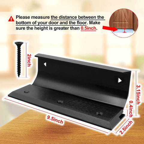 Double Protection Door Brace And Security Barricade For Home Doors, Heavy Duty Aluminum Floor Anchor, visible dimensions