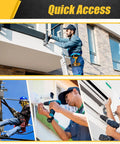 Professionals using Drill Belt Clip Holster for Cordless Drill Driver and Tape Measure Quick Access on Belt One Hand Grab Fits Up to 2.1 Inches