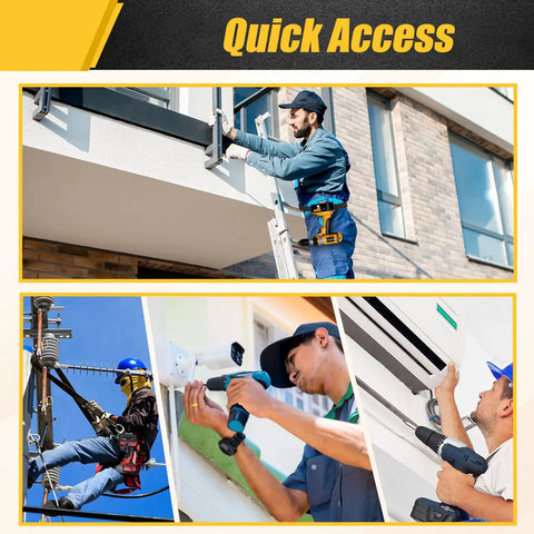 Professionals using Drill Belt Clip Holster for Cordless Drill Driver and Tape Measure Quick Access on Belt One Hand Grab Fits Up to 2.1 Inches