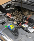AIGMISON 12V 100W engine oil pump with clear tubing under car hood