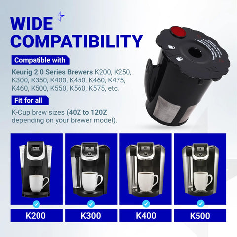 Wide compatibility guide for Upgraded Reusable Keurig Coffee Filter 2 Pack 119367 Replacement Part For K Cups 2.0 Series