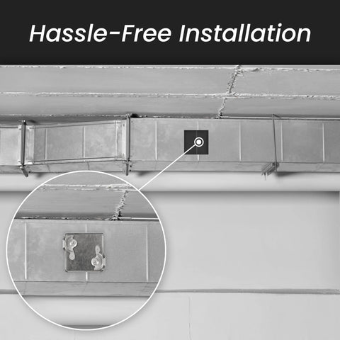 Front view of galvanized steel 8x8 duct access door with hinged latch for airtight insulated HVAC crawl space access