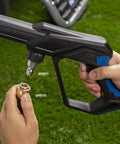 Heavy-Duty Quick-Connect Six-Piece Kit For Your Pressure Washer And Garden Hoses With Brass Fittings No-Leak Construction shown with hose and attachment.