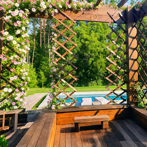 Thick 0.35 Inch Cedar Garden Trellis 13x68 Inch For Climbing Plants Ivy Vine Rose Clematis Outdoor Fence Wall Patio Decor