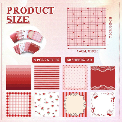 Nine Pack Aesthetic Sticky Notes Set Cute Pastel Self Stick Notepads For Quick Notes And Easy Post Desk Organization Home Office