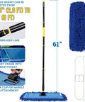 Heavy Duty 24 Inch Microfiber Dust Mop Kit With 61 Inch Extendable Handle And Two Quick Swap Pads For Top Shelf Floor Cleaning And No Fuss Commercial Floor Care Today, adjustable handle and mop pad.