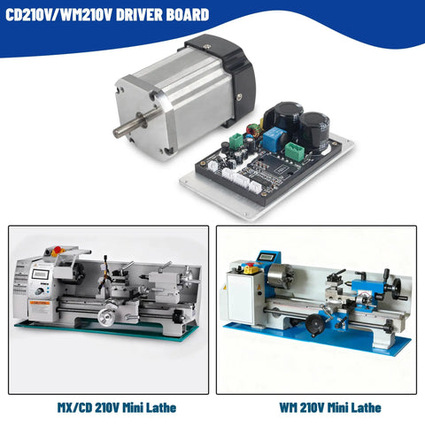 110V 750W DC Brushless Spindle Motor Kit With Driver Board For CD210V WM210V Lathe high speed low noise
