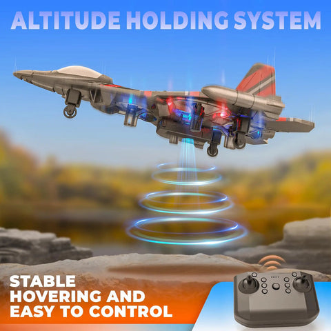 Totally Rad Kid Friendly Drone For 8 To 13 Year Olds With 2.4GHz Remote Control, hovering with altitude hold system in nature.