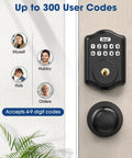 Keyless Entry Door Lock Set For Home, Front Door Lock With Knob, Electronic Keypad Lock with 300 User Codes, Black