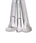 Close-up of three chrome-plated tools from Leather Stamps Tool Set for Crafting with Sheridan Style Stamp Set II featuring bevelers.