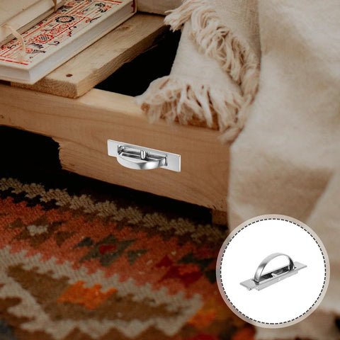 Zinc Alloy Recessed Cabinet Handle With 85mm Hole Spacing Hidden Drawer And Door Pull For Furniture installed on wooden drawer